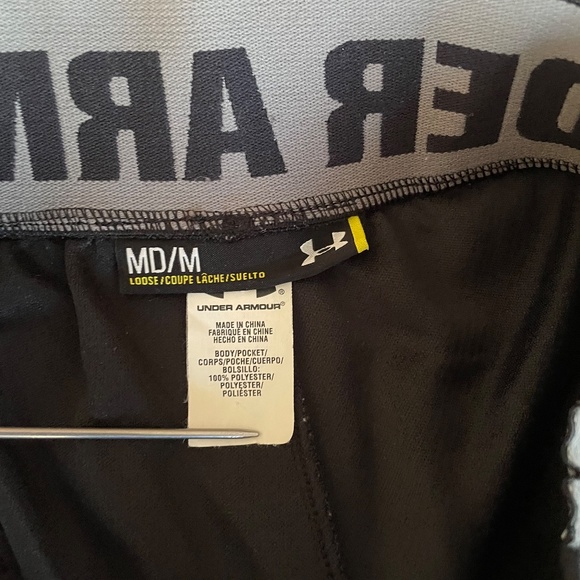 Under Armor Men Black / Gray trim Basketball Athletic Polyester Pants Bottoms M - Picture 10 of 13